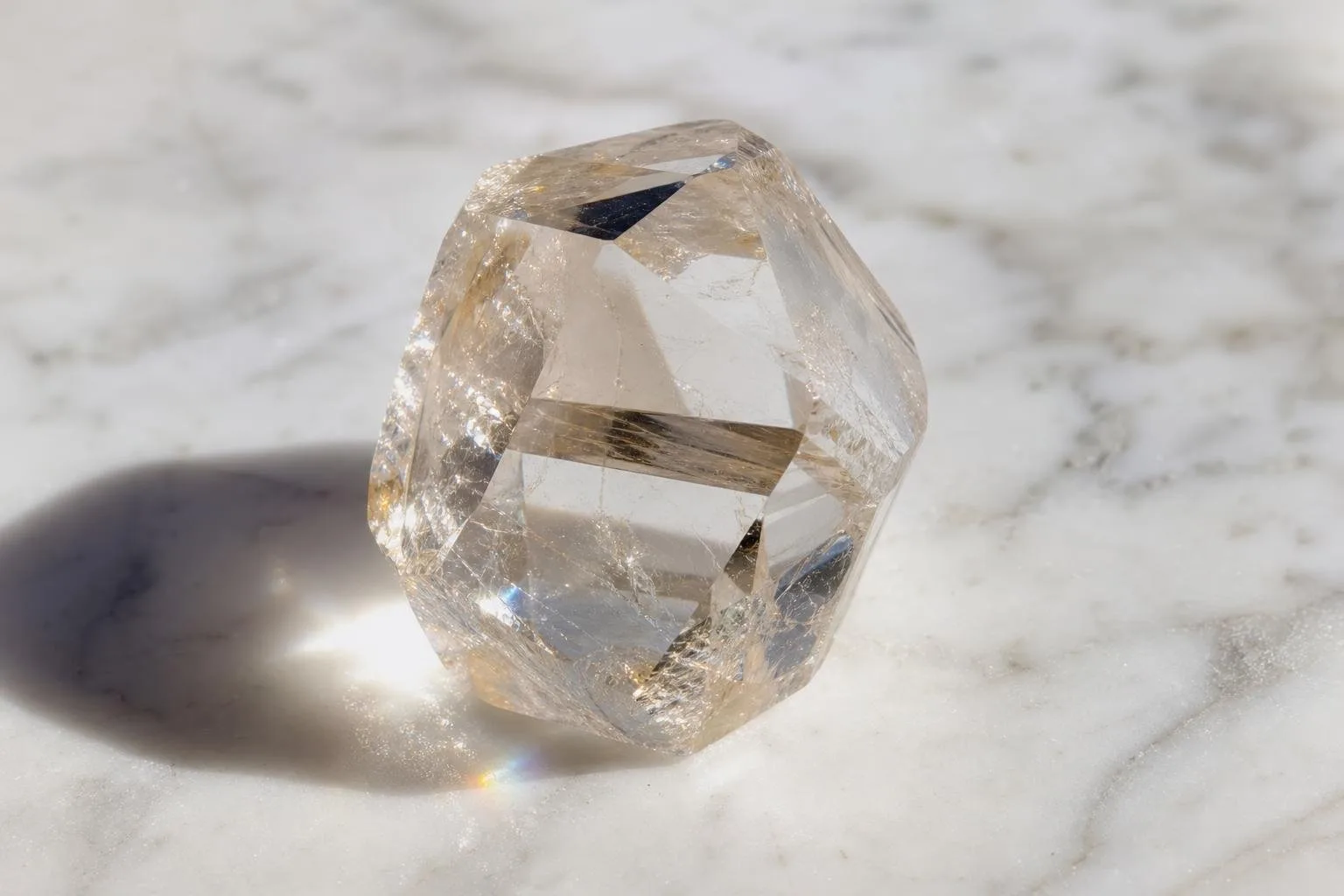 Primer plano de una gema brillante sobre fondo blanco